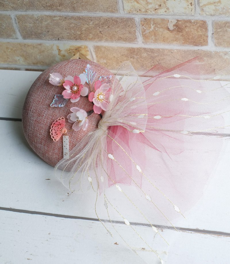 【洋粋スタイル】瑠璃るり细工－手作和洋礼帽。樱花と扇 - 帽子 - 玻璃 