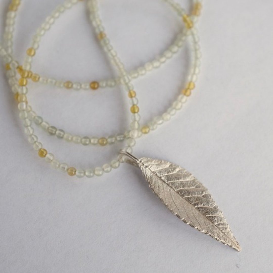 Elm leaf necklace｛P078SV(NS)｝ - 项链 - 其他金属 