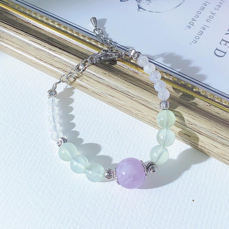 萄葡仙子  月亮石 萄葡石 紫晶 水晶手链 天然石 生日礼 - 手链/手环 - 水晶 紫色