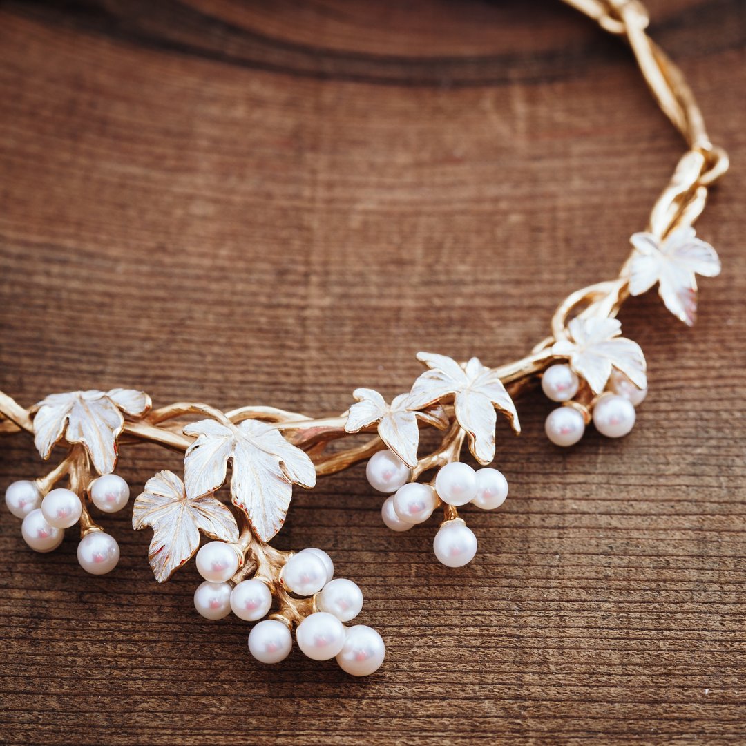 Classic Grape Vine necklace - Bridal jewelry - Japanese design - 项链 - 银 银色