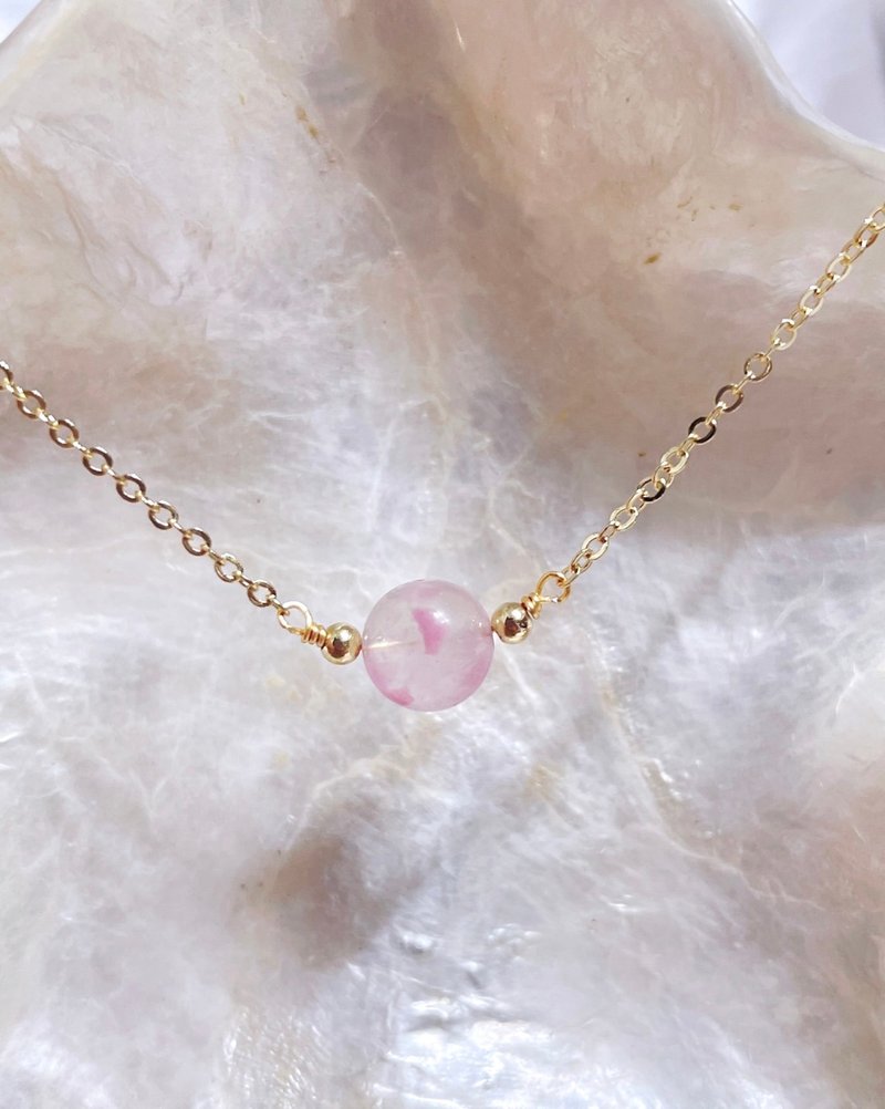 友情/亲情/爱情//樱花雨蔷薇辉石//14K保色水晶项链 - 项链 - 其他金属 