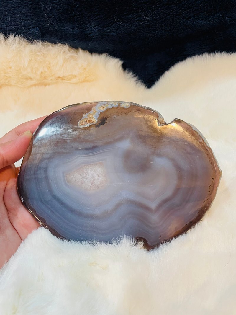 【蓝纹极美玛瑙片】不含龙龟 办公室疗愈小物 消磁 - 摆饰 - 水晶 多色
