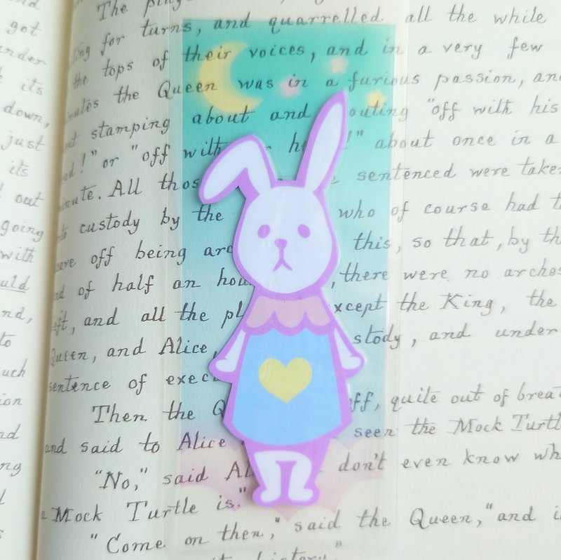 梦幻透明书签系列・双面插画 / 梦幻兔・蓝 - 书签 - 其他材质 绿色