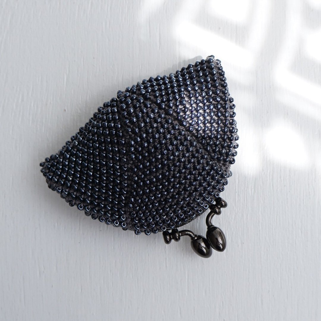 Ba-ba handmade Beads crochet pouch No.1699 - 零钱包 - 其他材质 灰色
