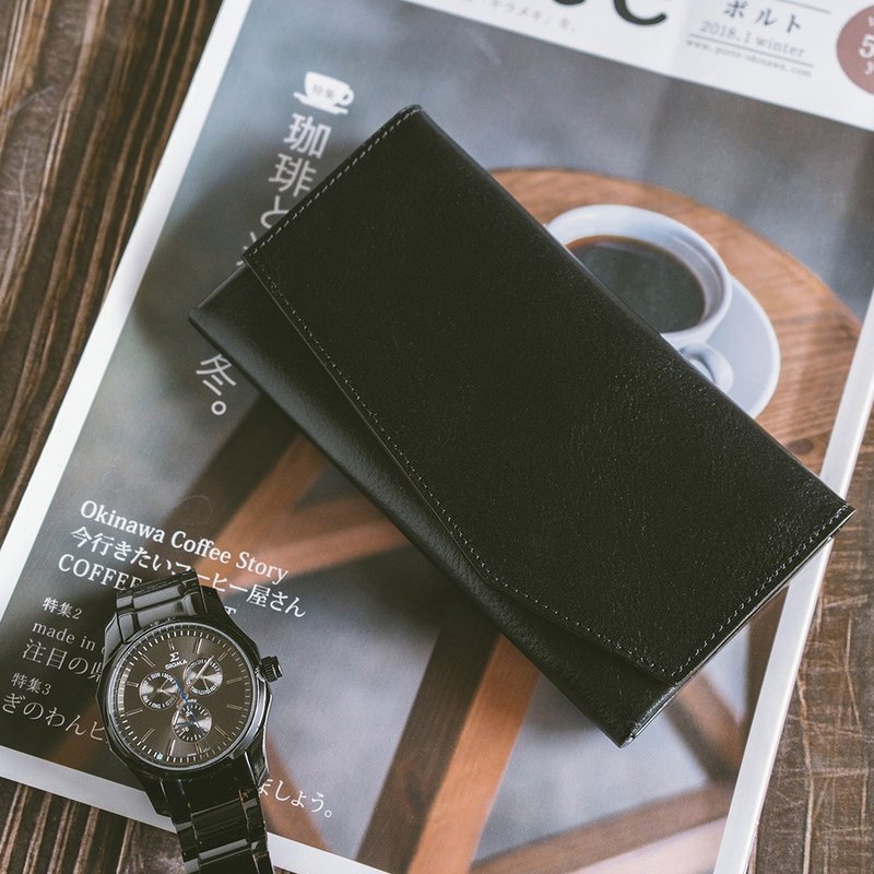 【礼盒】真皮简约率真长夹 X0122 黑 - 皮夹/钱包 - 真皮 黑色