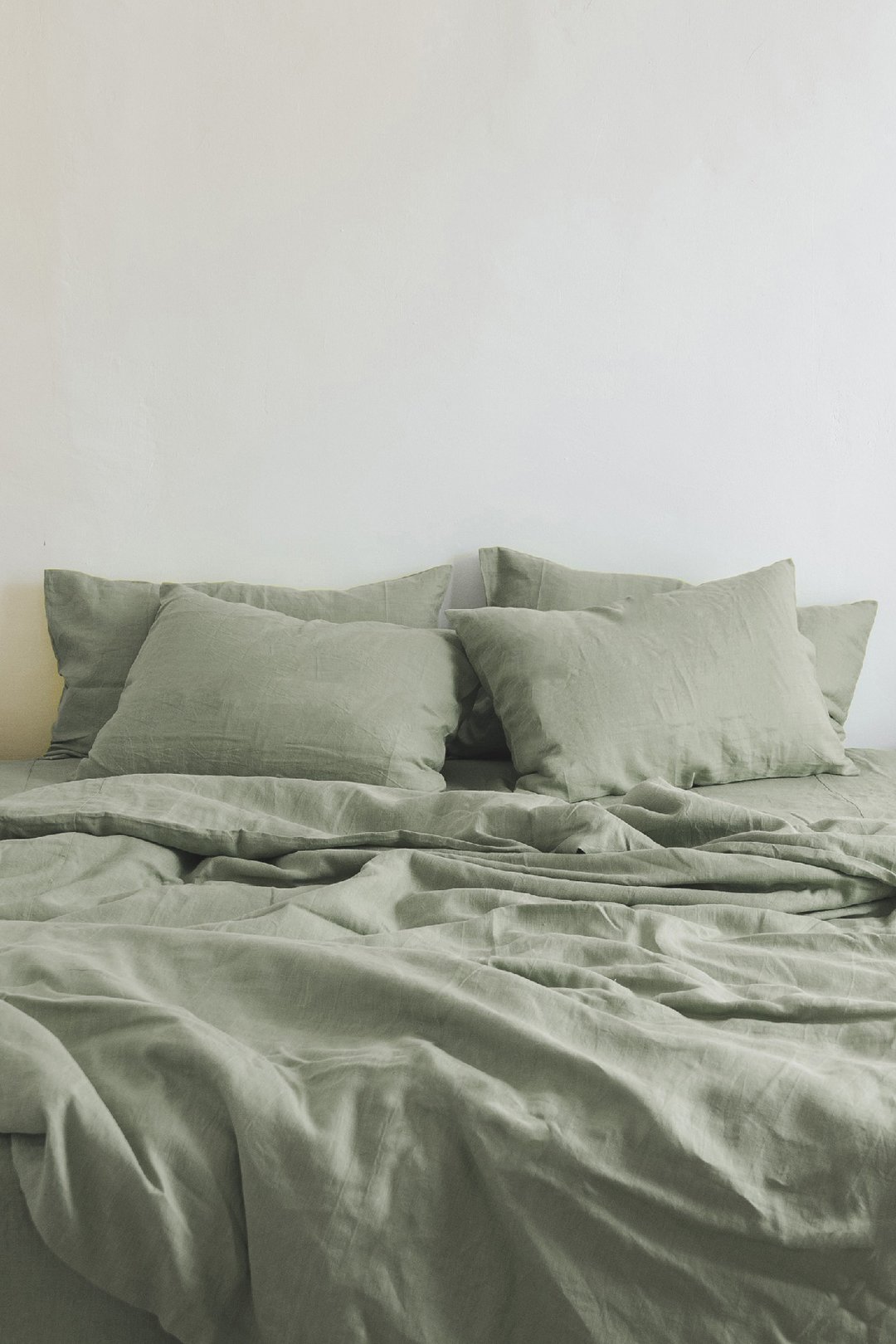 Gray sage linen pillowcase / Green pillow cover / Euro, American, Taiwan size - 寝具 - 亚麻 绿色