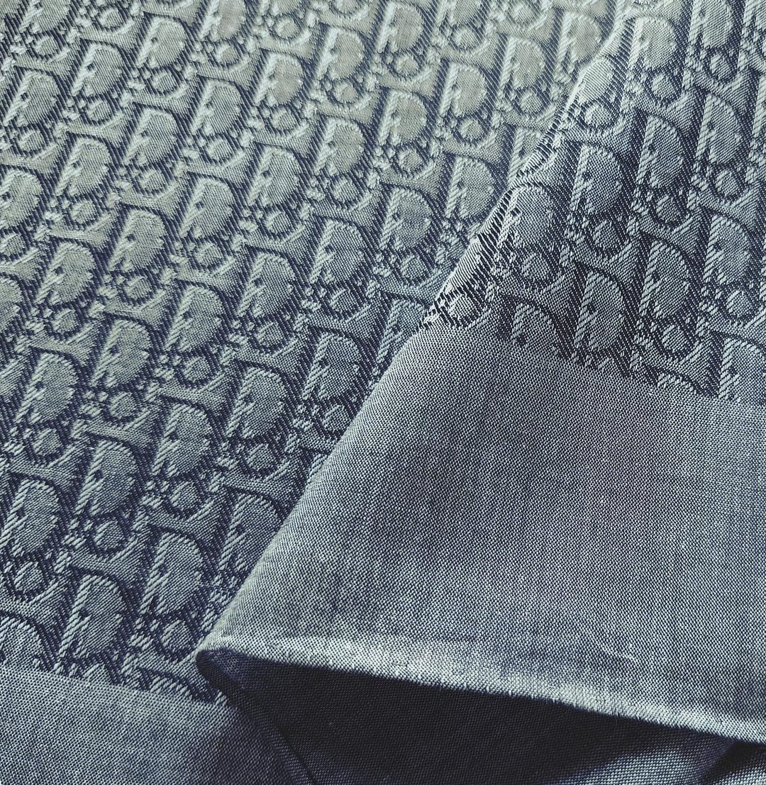 Christian Dior 复古手帕 Monogram 灰色 19 x 19 英寸 - 手帕/方巾 - 棉．麻 蓝色