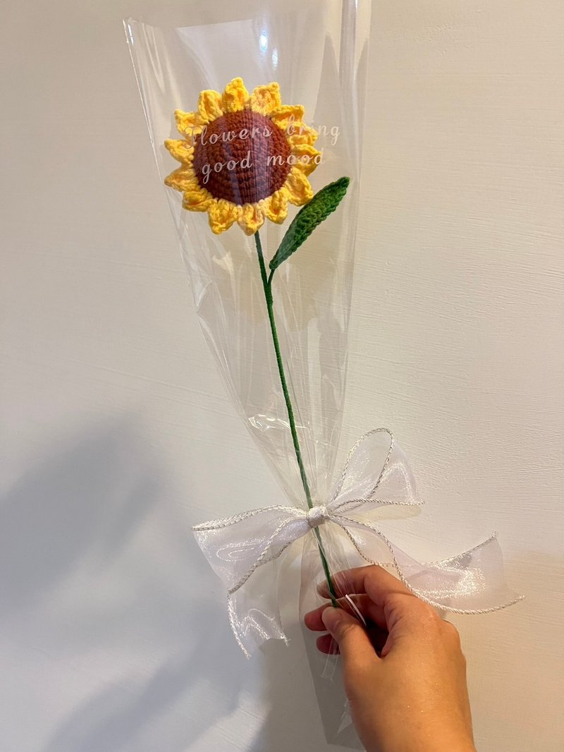 纯手工鈎织 毛线向日葵花束-单售 - 干燥花/捧花 - 棉．麻 橘色