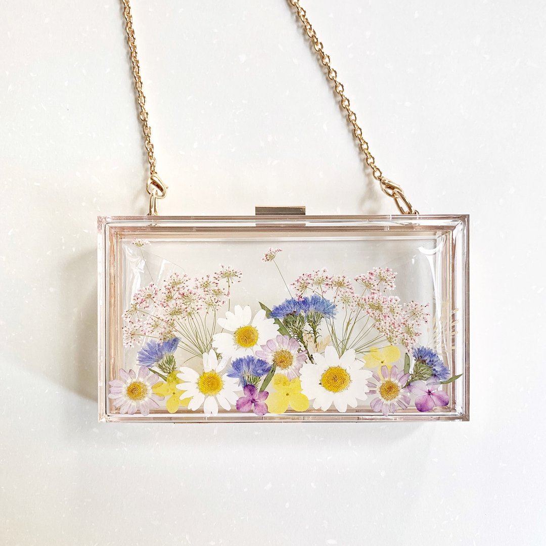 限量一个真花 干燥花 押花 手拿包 晚宴包  日常包 CLUTCH - 手提包/手提袋 - 压克力 多色