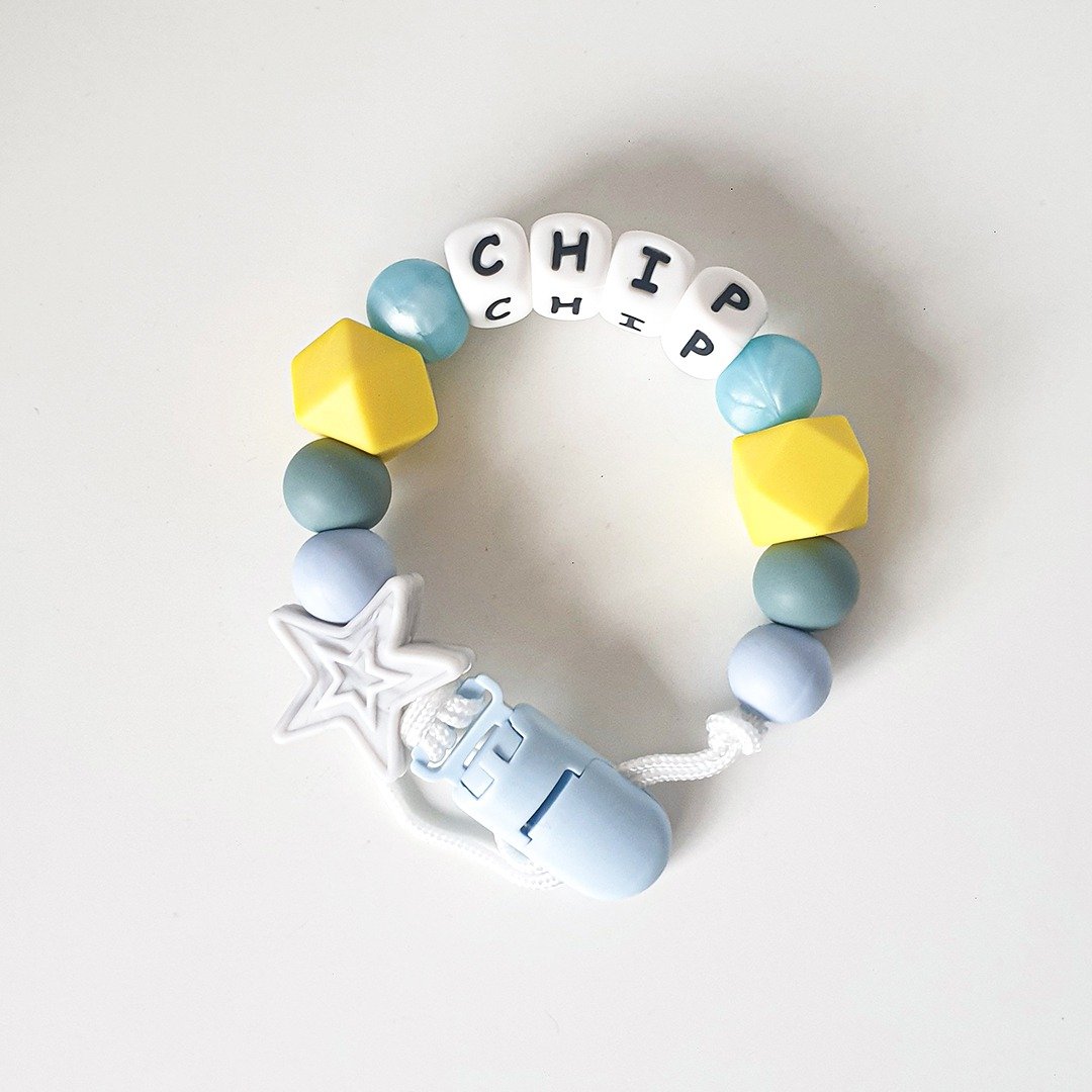 CHIP 大理石星星 奶嘴链夹 / 定制化奶嘴链 可套香草奶嘴 (27cm) - 玩具/玩偶 - 其他材质 