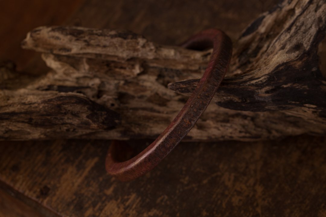 立体锻花 红铜 树干手环 Forging Copper Bangle - 手链/手环 - 铜/黄铜 红色