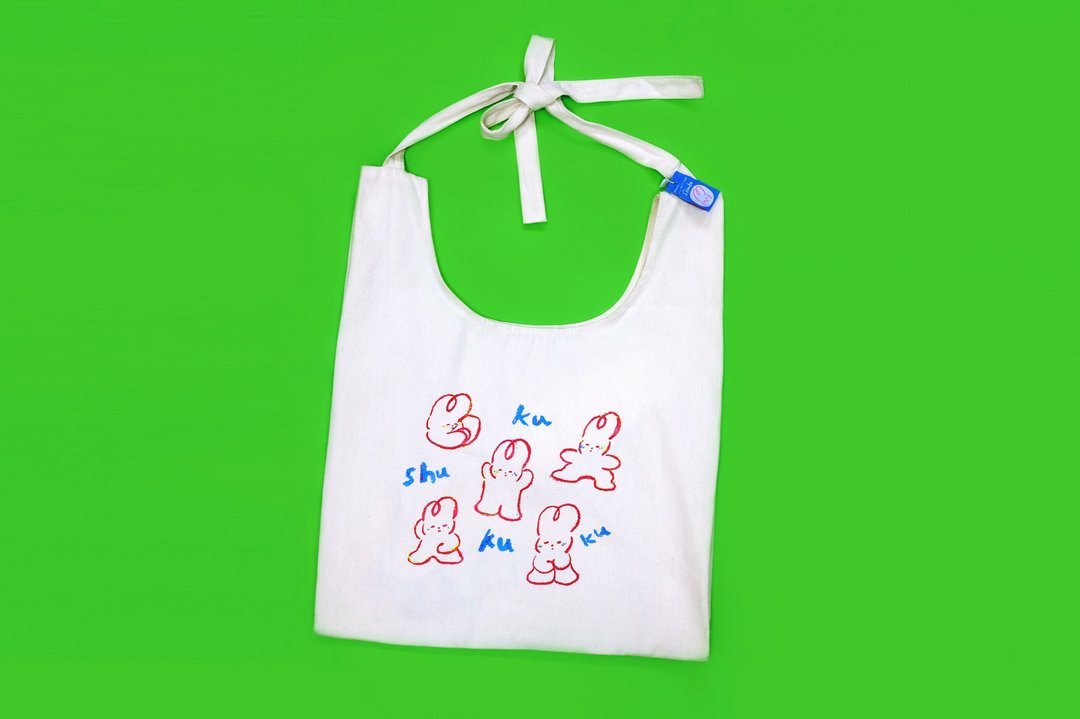 【交换圣诞礼物】Shuku 兔子绑绳打结背心环保布袋 | Tote Bag | - 手提包/手提袋 - 棉 多色