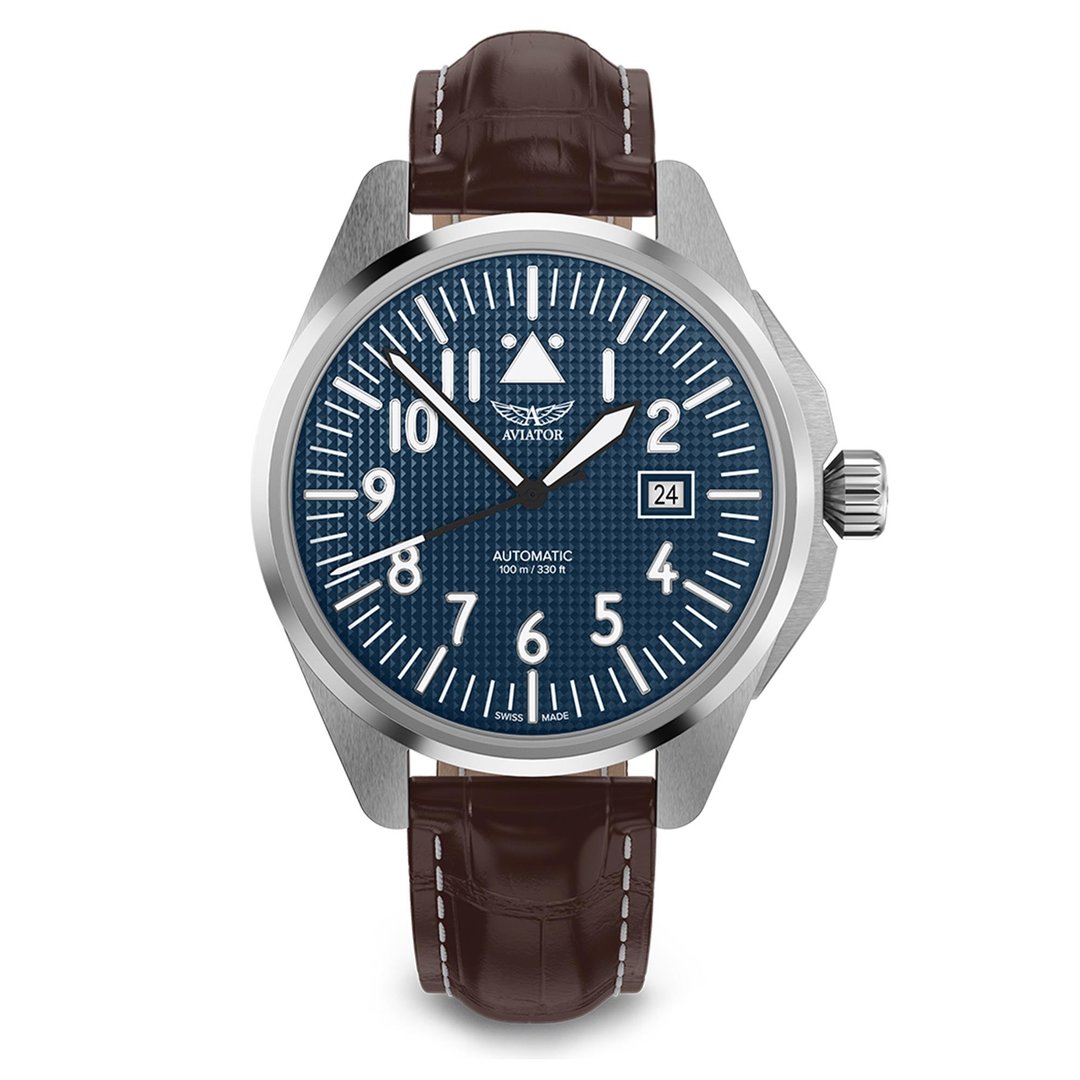 AIRACOBRA P43 飞行风格机械腕表 - 男表/中性表 - 不锈钢 银色