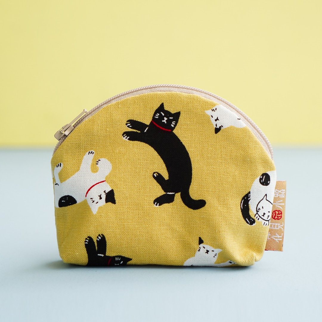 最暖心礼物 贝壳零钱包 作梦中的猫 可放卡片 - 零钱包 - 棉 黄色