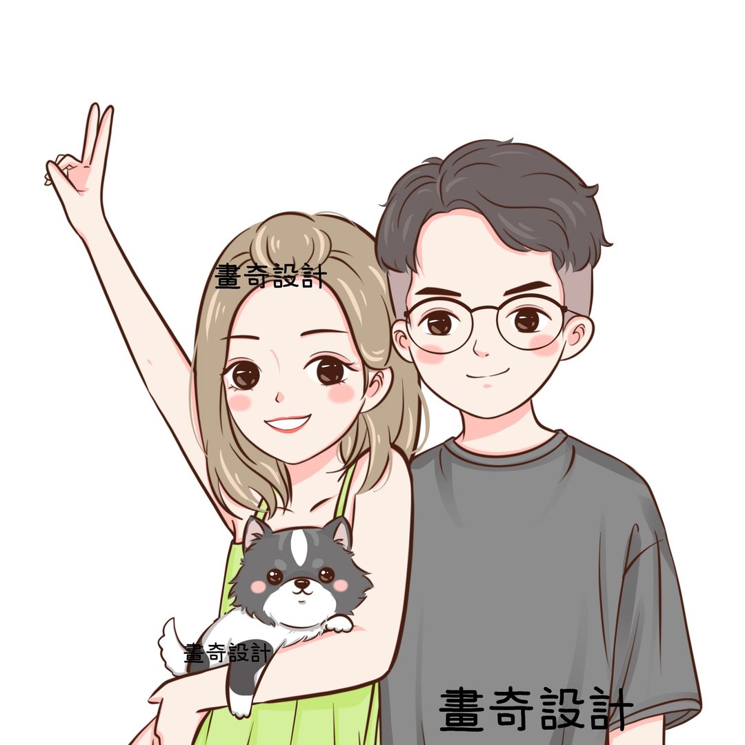 似颜绘 Q版人像 定制绘图 定制化 全家福 情人节礼物 全家福 手绘 - 电子手绘真人画像/绘画/插画 - 其他材质 