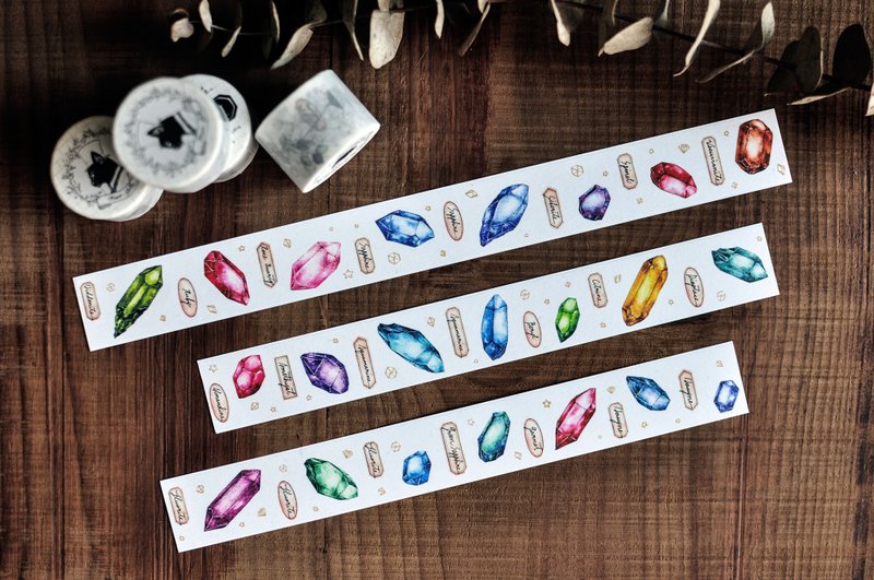 水晶矿石2纸胶带-宝石/水晶/矿石/拼贴/手帐/3cm - 纸胶带 - 纸 多色