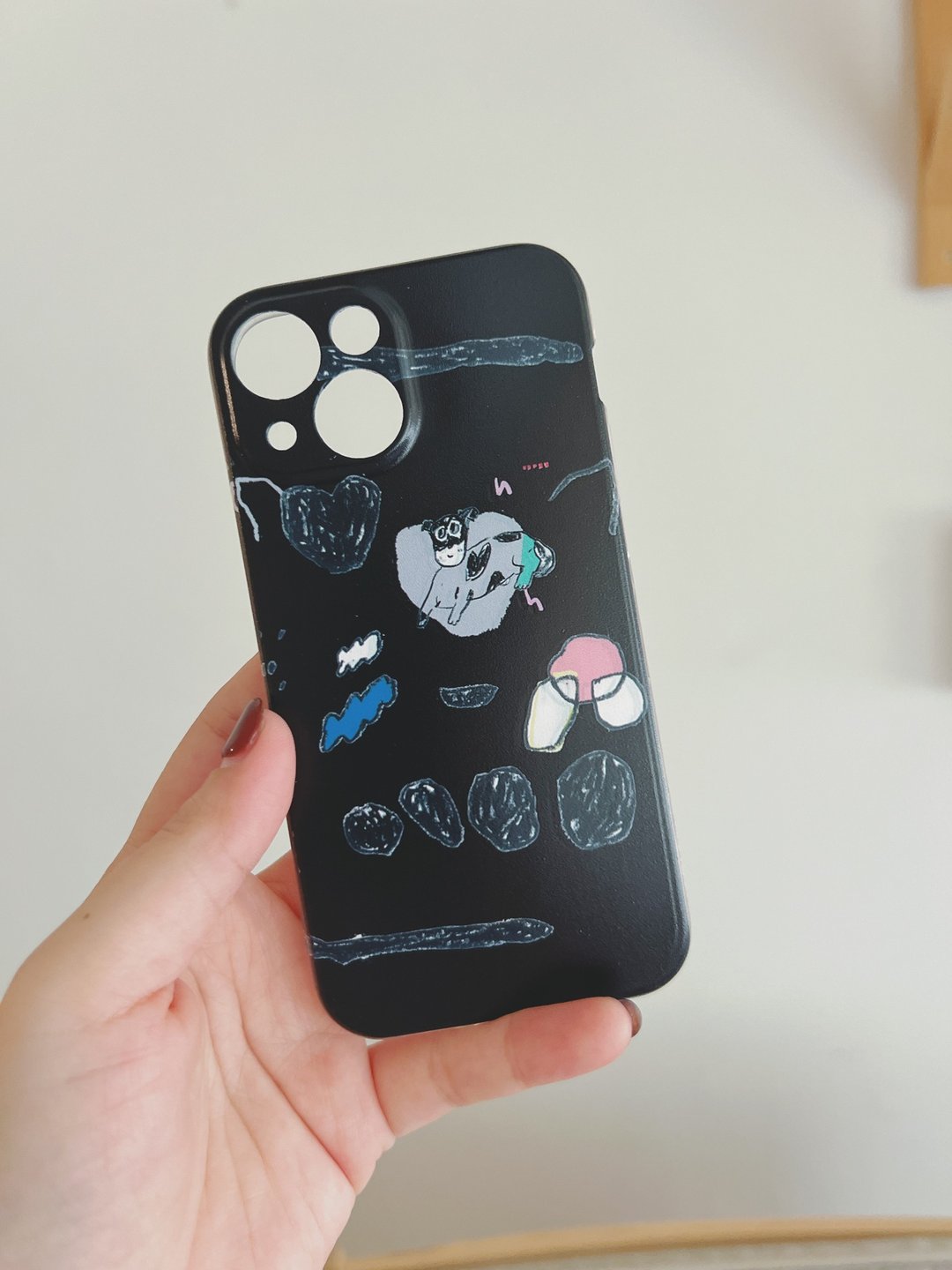 iphone 18pro 黑色 小狗与爱 质感印花手机壳 iphone 全系列 - 手机壳/手机套 - 橡胶 粉红色