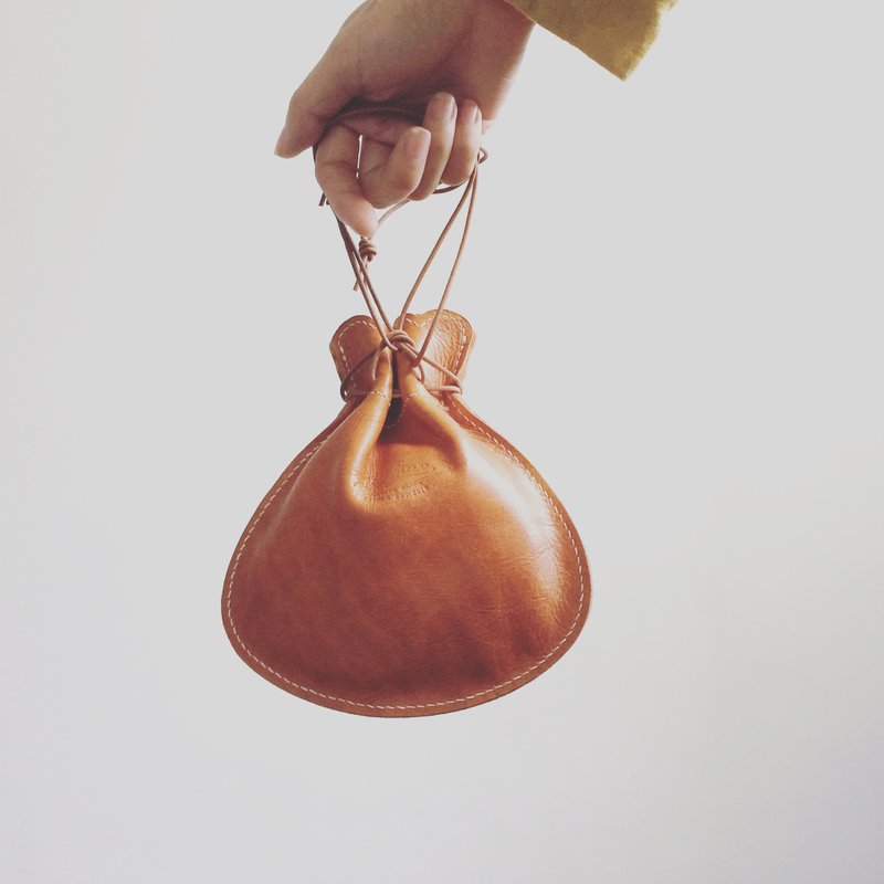 任你装皮革束口袋 ∵∴ 秋栗色 Drawstring Bag 免费刻字 - 束口袋双肩包 - 真皮 咖啡色