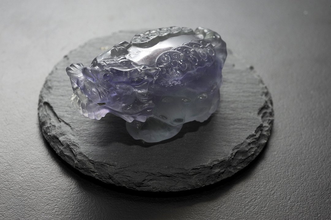紫萤石石龙龟 开运/招财/防小人-(背刻开运招财五帝钱) - 摆饰 - 宝石 