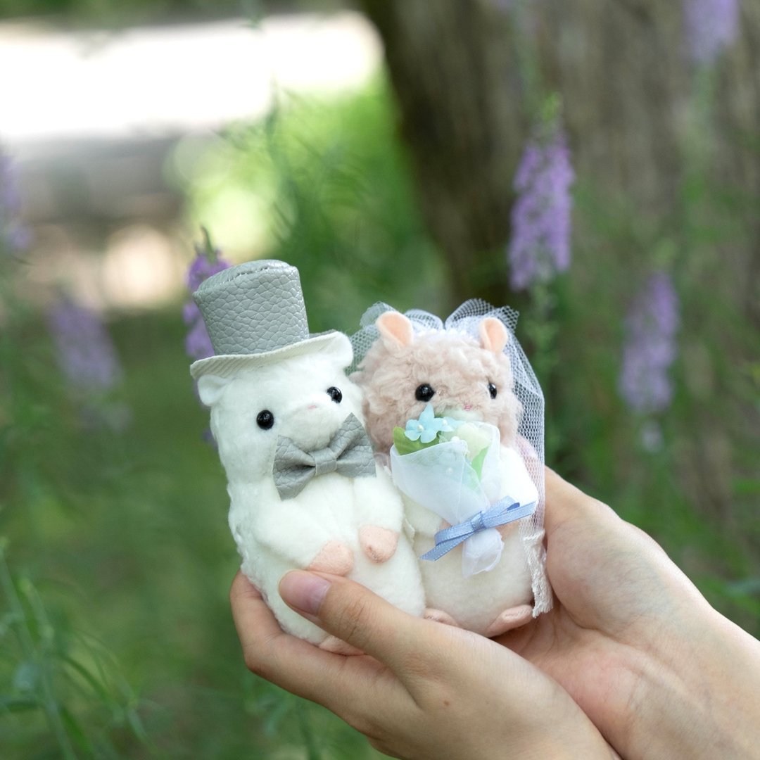 tottoco 仓鼠婚礼娃娃 - 白色 × 樱花粉 (White × Pink) - 玩偶/公仔 - 其他人造纤维 白色