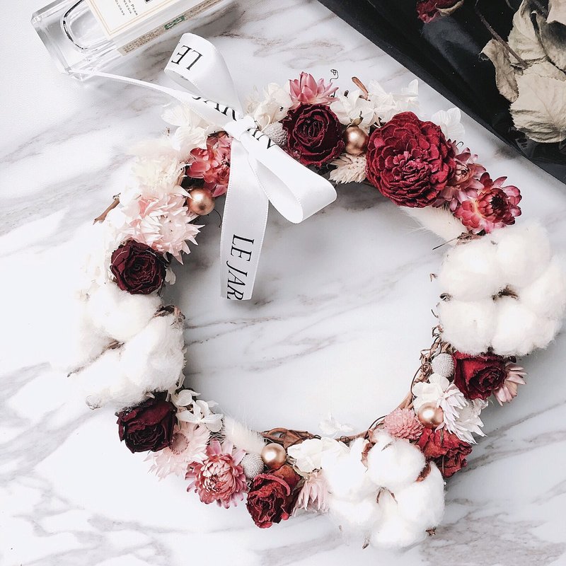 “ Le Jardin ”耶诞木棉花玫瑰手做干燥花圈 / 情人节 生日礼物 耶诞礼物 - 植栽/盆栽 - 植物．花 