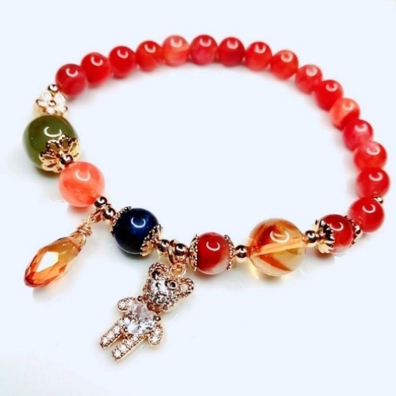 14k包金冰飘南红塔山黄水晶和田玉手串 - 手链/手环 - 水晶 