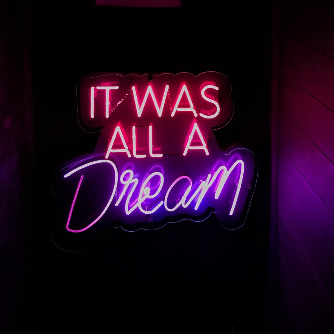 IT WAS ALL A Dream霓虹灯LED发光字Neon Sign礼物手作设计 - 灯具/灯饰 - 压克力 透明