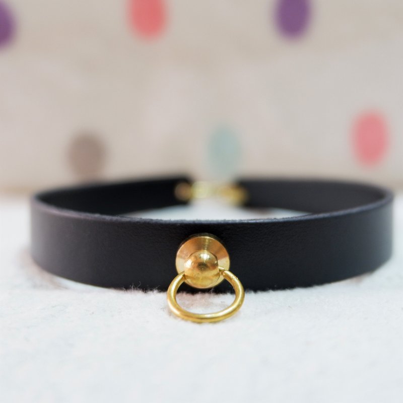 跩的咧黑伯爵真皮项圈-纯轻型快拆系列 (轻度防水) - 项圈/牵绳 - 真皮 黑色