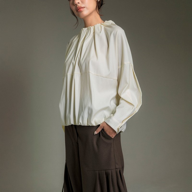 微澜立褶花苞长袖上衣 - 女装上衣 - 其他材质 白色
