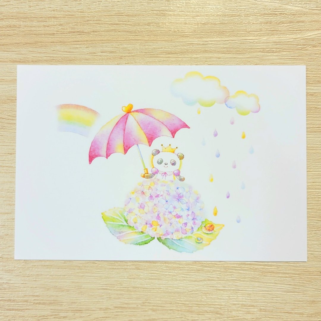 绣球花熊猫公主 明信片一组两张 - 卡片/明信片 - 纸 白色