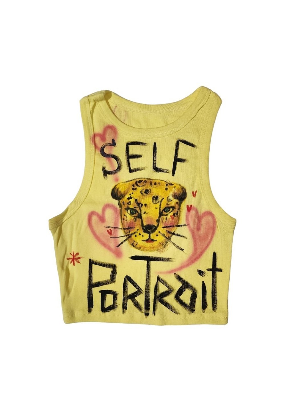 无袖上衣，手绘“Self portrait-Tiger”老虎图案。 - 女装上衣 - 棉 多色