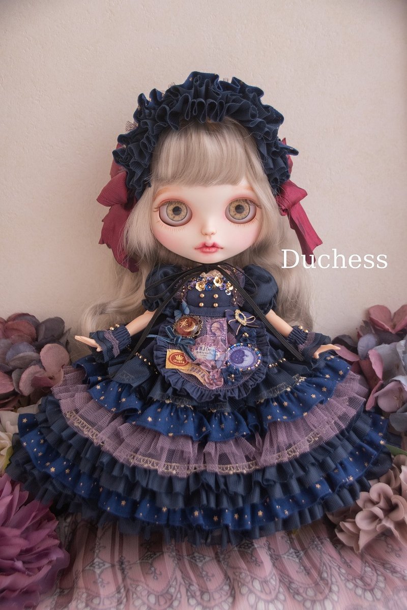 午夜小夜曲洋装 Blythe 服装 洋装 连衣裙 - 其他 - 棉．麻 蓝色