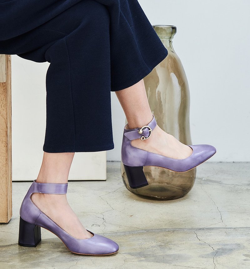 6.5 踝带高跟鞋 - 丁香紫 - 高跟鞋 - 真皮 紫色