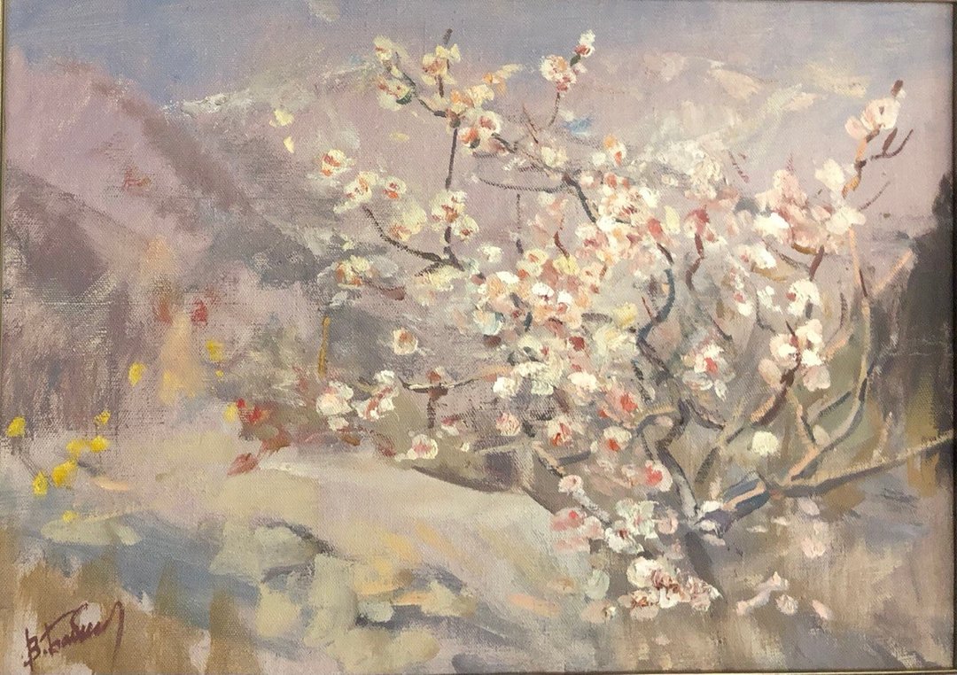 春日油画，画布，豪华画框，家居装饰墙面艺术 - 墙贴/壁贴 - 棉 多色