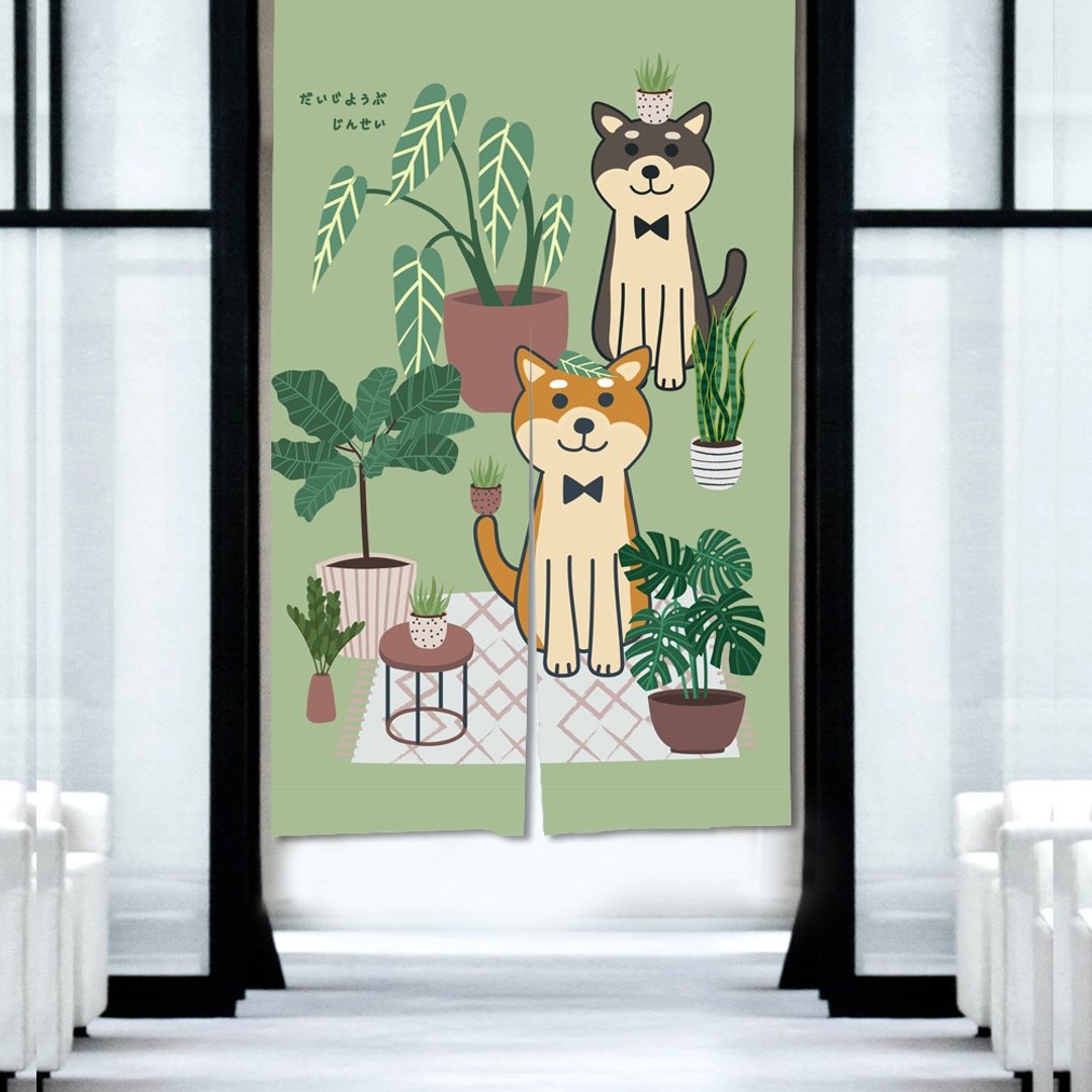 柴犬 门帘 植物 - 门帘/门牌 - 棉 绿色