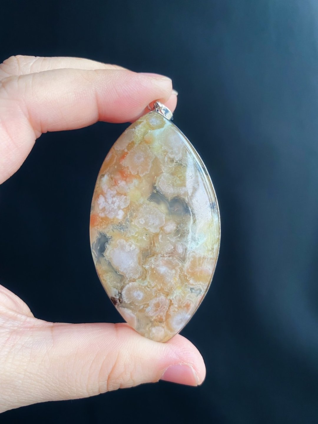 樱花玛瑙 乡村风 天然石 项链 S925 银镶拖 吊坠 礼物 - 项链 - 水晶 黄色
