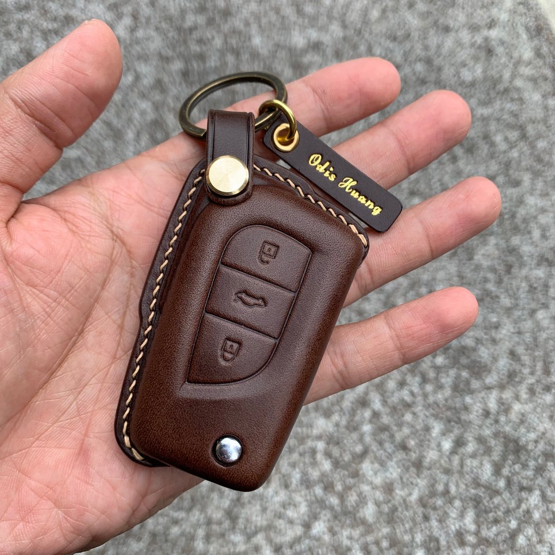 汽车钥匙皮套 折叠钥匙 Toyota Altis Camry CHR Vios Corolla - 钥匙链/钥匙包 - 真皮 蓝色