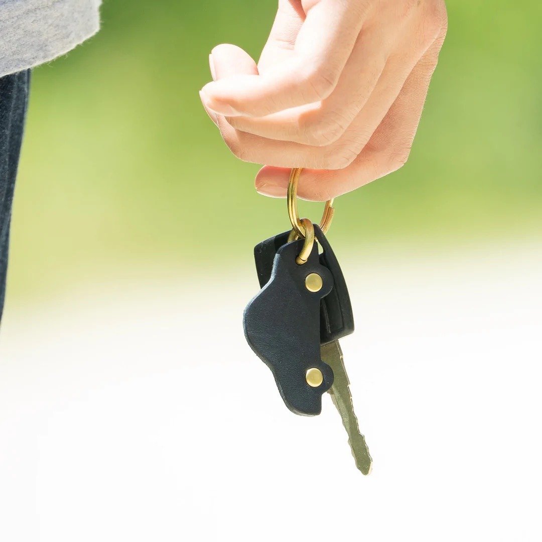 key holder charm leather Italian leather leather gift present - 钥匙链/钥匙包 - 真皮 橘色