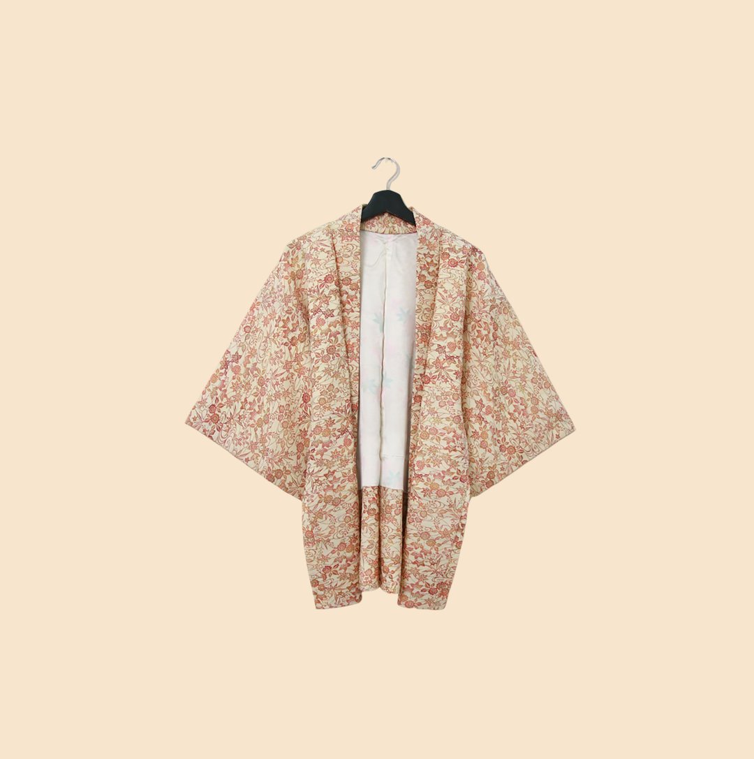 Back to Green-日本带回羽织秋日蜿蜒河流花卉kb-35/vintage - 女装休闲/机能外套 - 丝．绢 