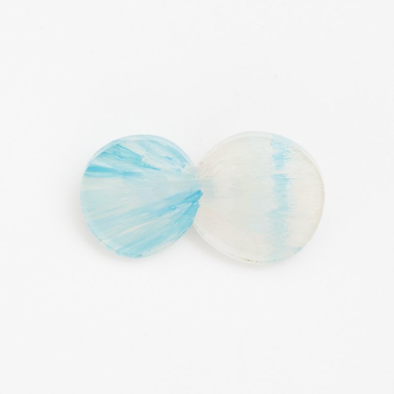 手绘胸针 别针【蝴蝶】蓝白色调 - 胸针 - 压克力 蓝色