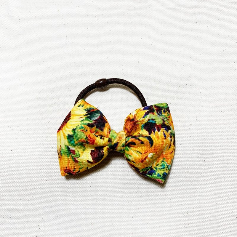 太阳花 蝴蝶结发饰 发圈 - 发饰 - 棉．麻 黄色