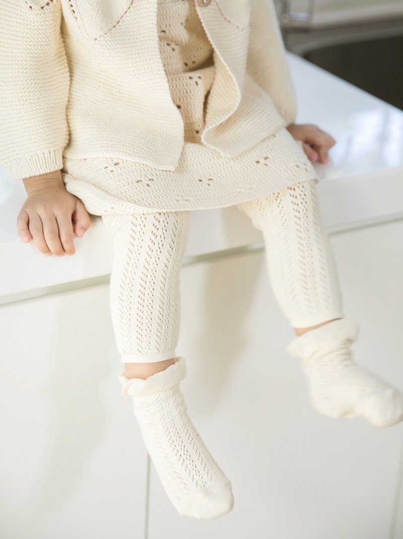 有机棉 编织裤袜组 日本制 - 婴儿袜子 - 棉．麻 卡其色