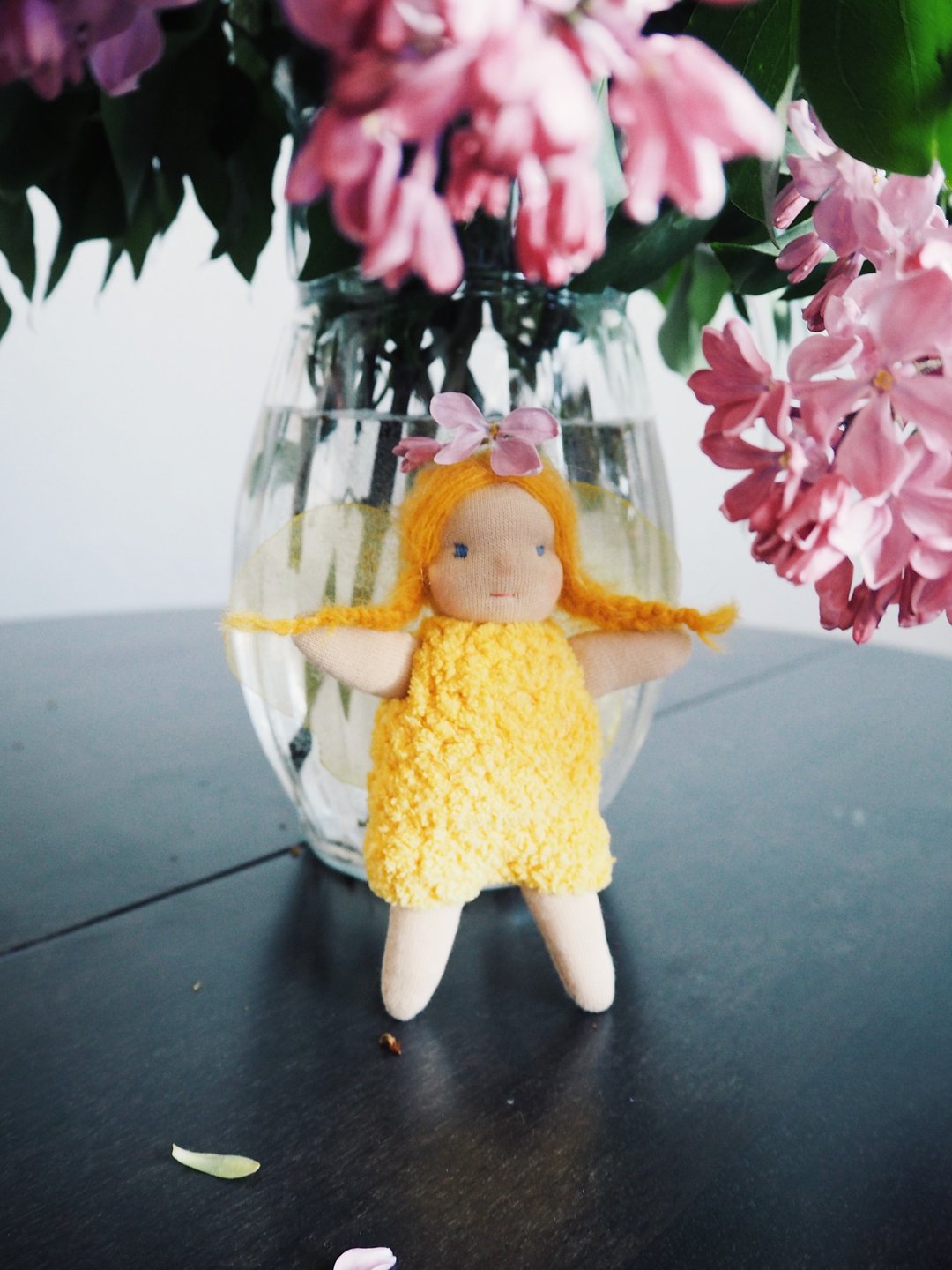 Cute Flower Fairy doll - Waldorf pocket dolls- dolls made with love - 玩具/玩偶 - 其他金属 黄色