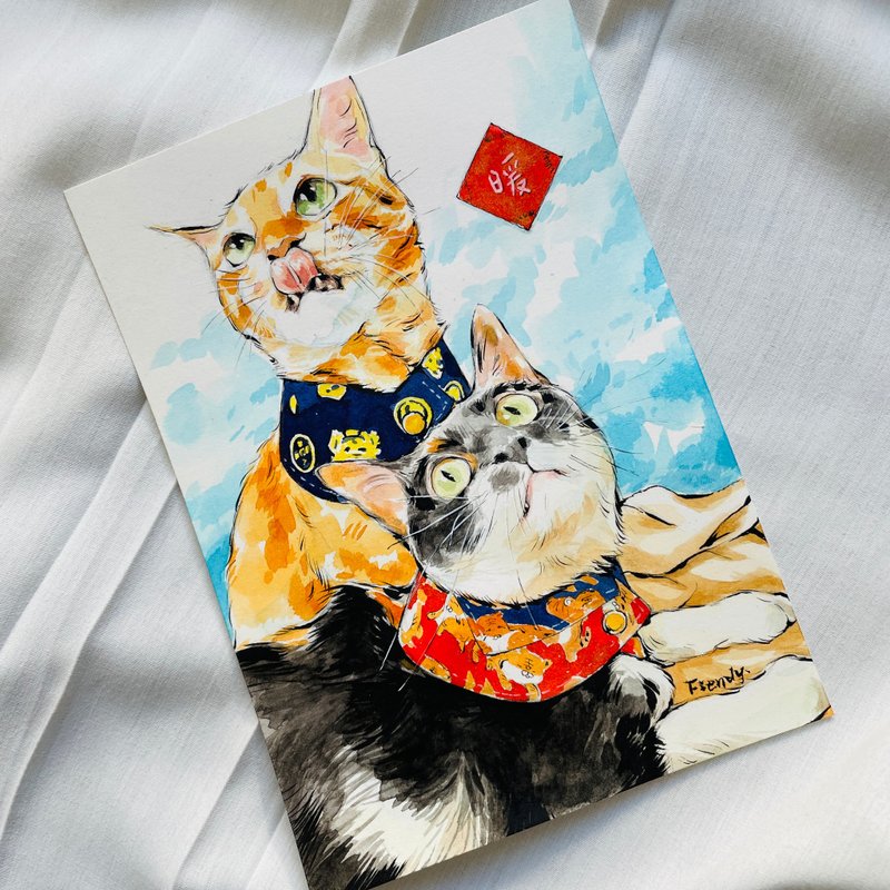 定制宠物肖像 似颜绘 大幅(可加框) - 订制画像 - 纸 