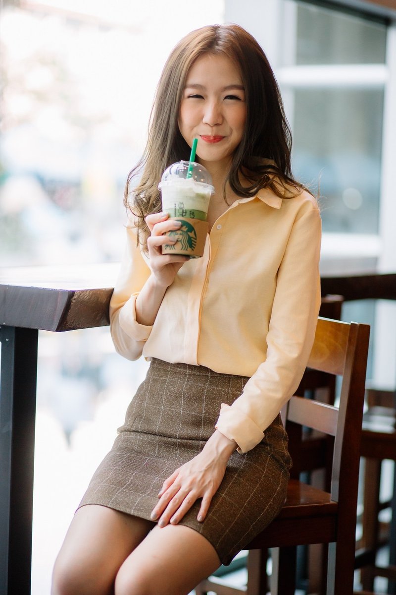 Oxford longsleeve shirt - 女装长裤 - 棉．麻 黄色