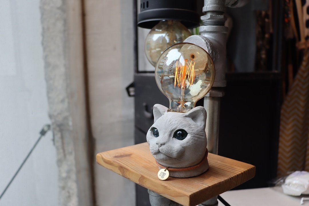 曙 MUSE 吊牌猫咪水泥桌灯 LED 灯 钨丝灯泡 USB 灯泡 定制化 - 灯具/灯饰 - 水泥 灰色