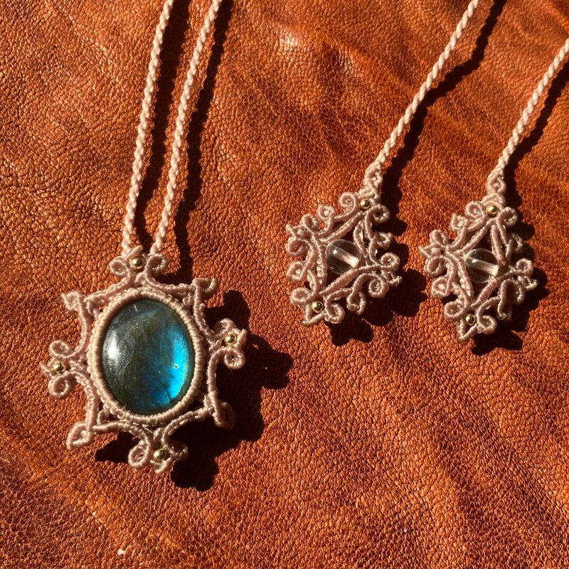 -曼荼罗- 拉长石编织项链 - 项链 - 宝石 蓝色