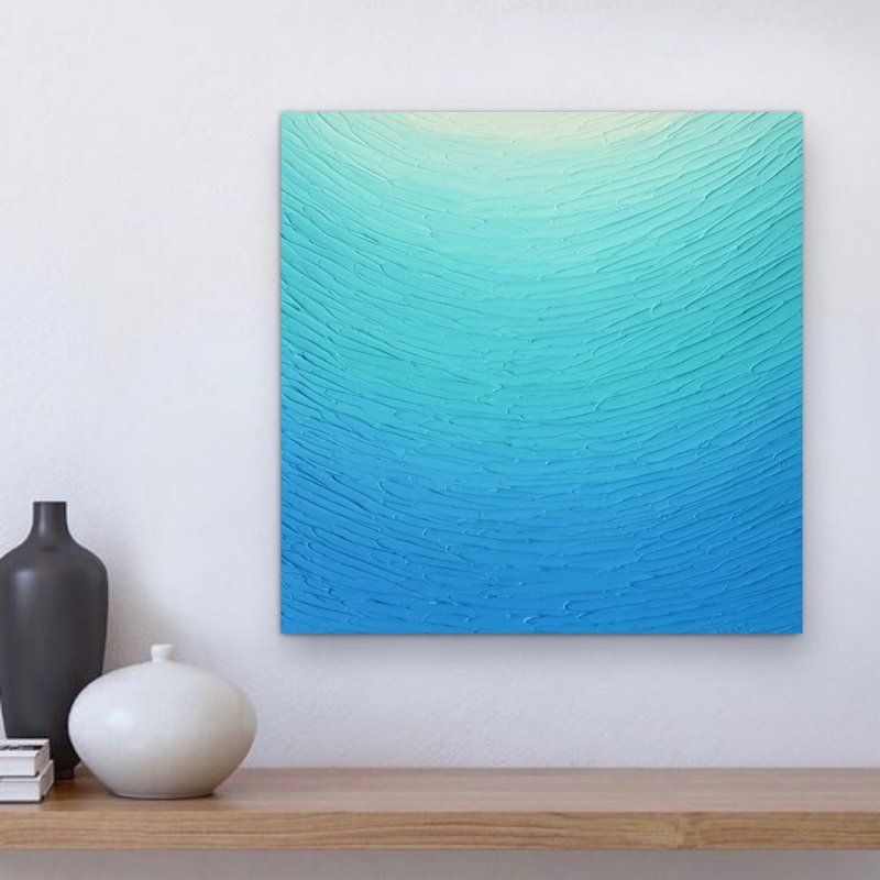【海洋】可定制装饰画/蓝色与白色抽象画/房间布置/放松/质感 - 海报/装饰画/版画 - 压克力 蓝色