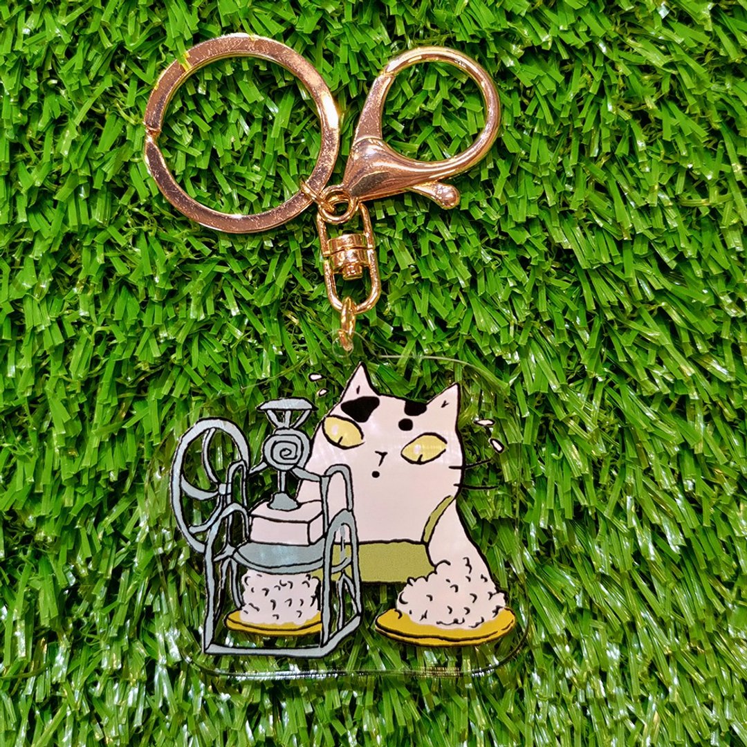 3猫小铺独家钥匙圈-锉冰猫(插画家:猫小姐)(最长边:6cm) - 钥匙链/钥匙包 - 压克力 