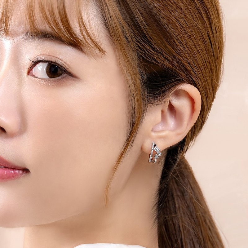 新品 京华钻石 钻石耳环 18K 金 天然钻石 共 0.38 克拉 几何交响 - 耳环/耳夹 - 钻石 